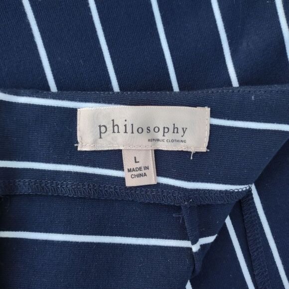 Philosophy A-line Striped Knit Skirt Large Knee Length Modest Blue White Casual - Picture 6 of 11